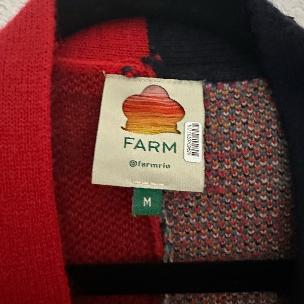 FARM Rio Vintage Forest Striped Floral Patchwork Oversized Knit Cardigan Medium - Picture 5 of 8